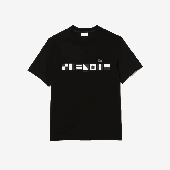 hombres Lacoste 6F24662 negro 031 playera con estampado de corte holgado