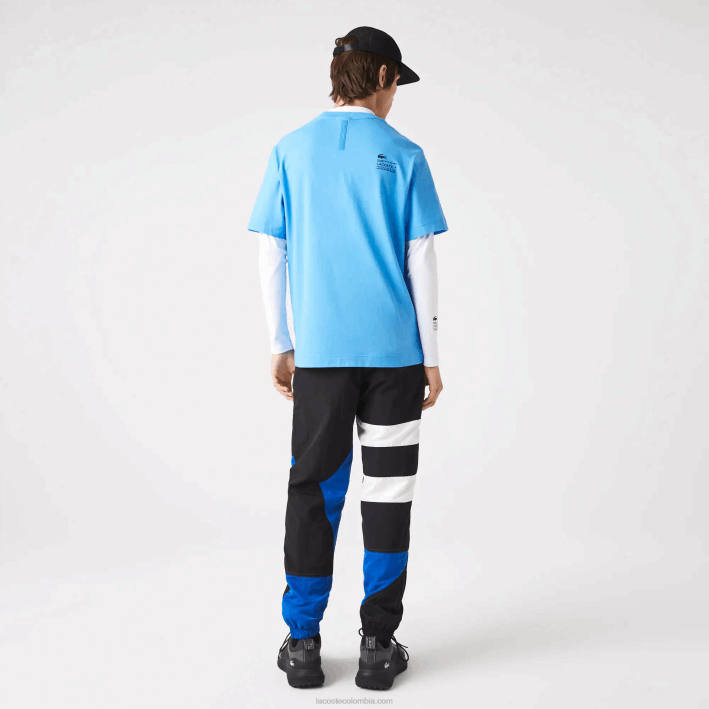 hombres Lacoste 6F24663 azul 4xa playera con estampado de corte holgado