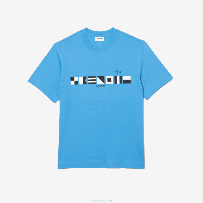 hombres Lacoste 6F24663 azul 4xa playera con estampado de corte holgado