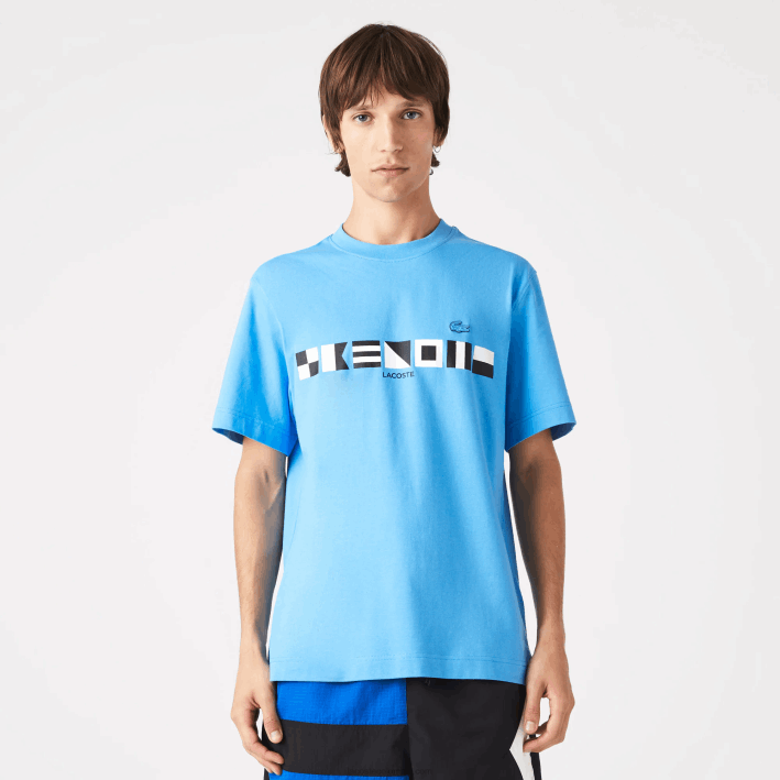 hombres Lacoste 6F24663 azul 4xa playera con estampado de corte holgado