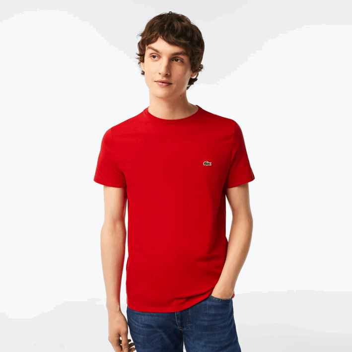hombres Lacoste 6F24664 rojo 240 camiseta de punto de algodón pima con cuello redondo