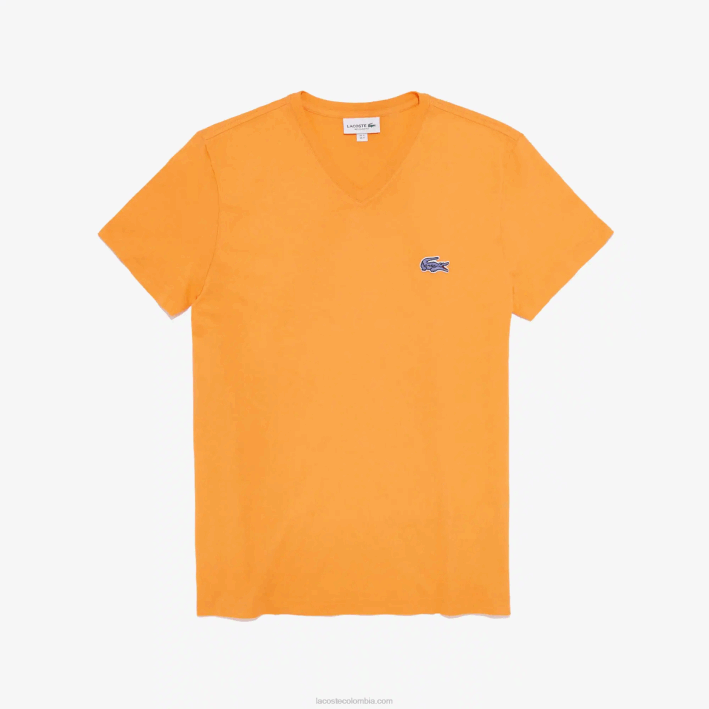 hombres Lacoste 6F24669 naranja 6rb camiseta de manga corta de corte estándar