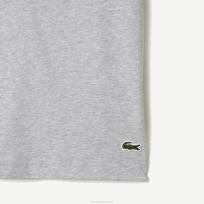 hombres Lacoste 6F2466 lomo gris cca playera con estampado de jersey de algodón