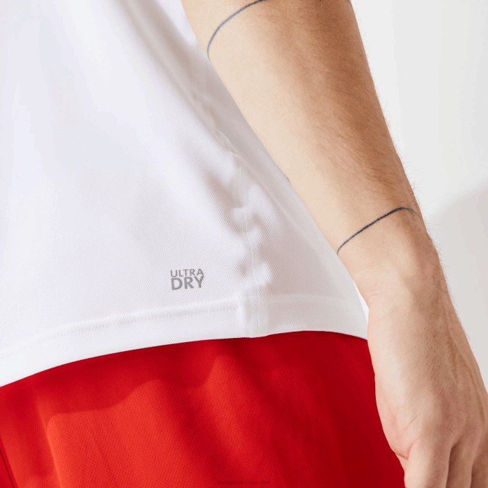 hombres Lacoste 6F24671 blanco 001 camiseta sport piqué transpirable