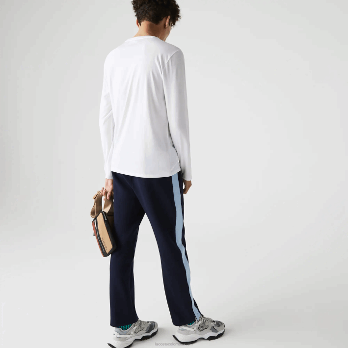 hombres Lacoste 6F24675 blanco 001 playera de punto ligero de algodón pima con cuello en V