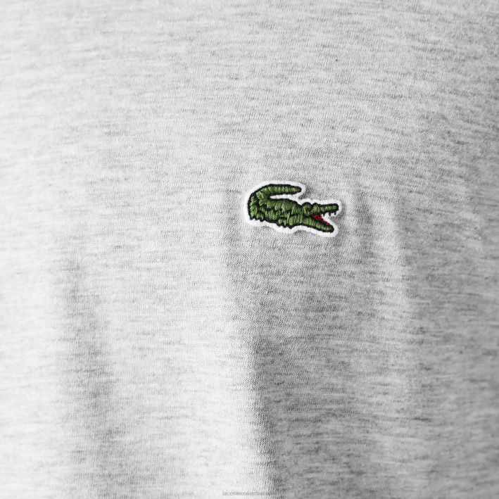 hombres Lacoste 6F24677 lomo gris cca playera de punto ligero de algodón pima con cuello en V