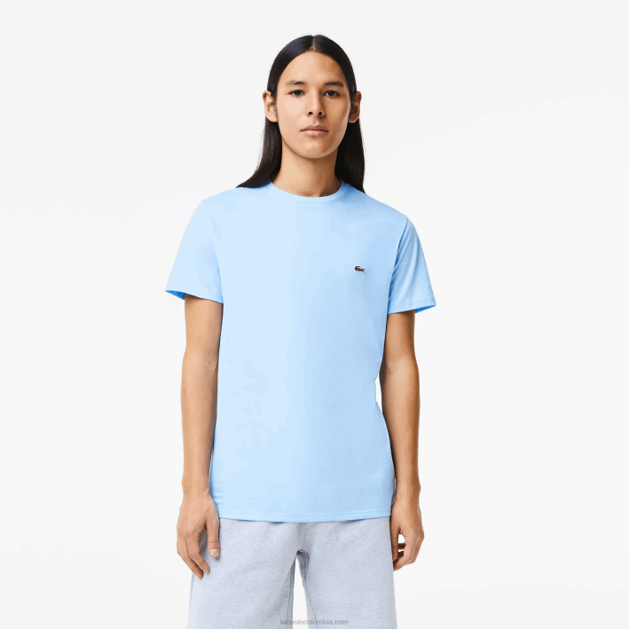 hombres Lacoste 6F24680 hbp azul camiseta de punto de algodón pima con cuello redondo