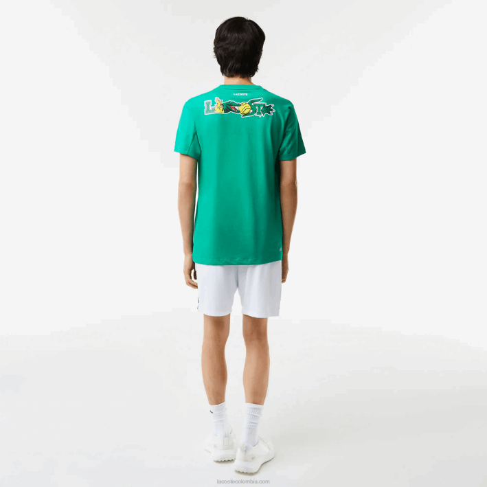 hombres Lacoste 6F24683 verde hd2 camiseta de tenis sport con estampado de cocodrilo