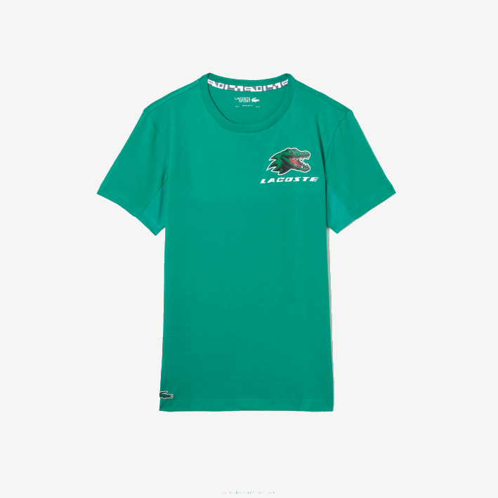 hombres Lacoste 6F24683 verde hd2 camiseta de tenis sport con estampado de cocodrilo