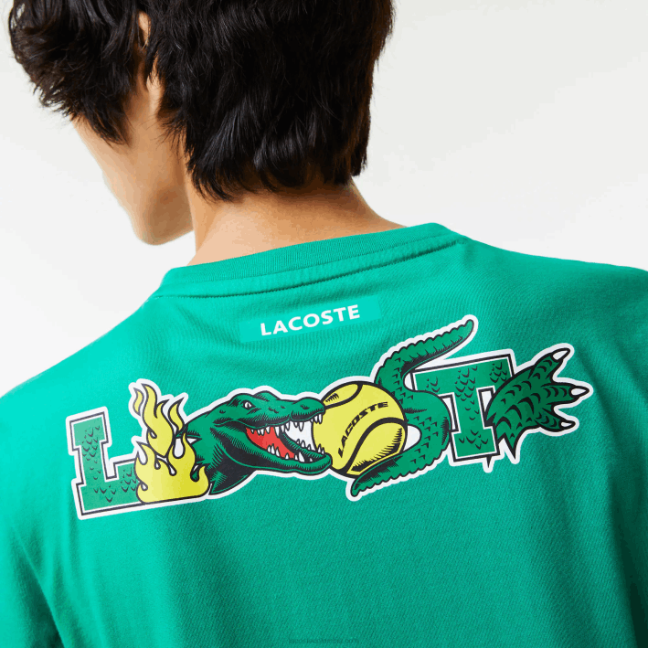 hombres Lacoste 6F24683 verde hd2 camiseta de tenis sport con estampado de cocodrilo