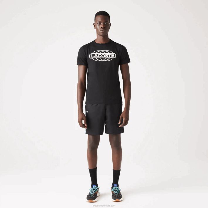 hombres Lacoste 6F24694 negro 031 camiseta deportiva de punto orgánico