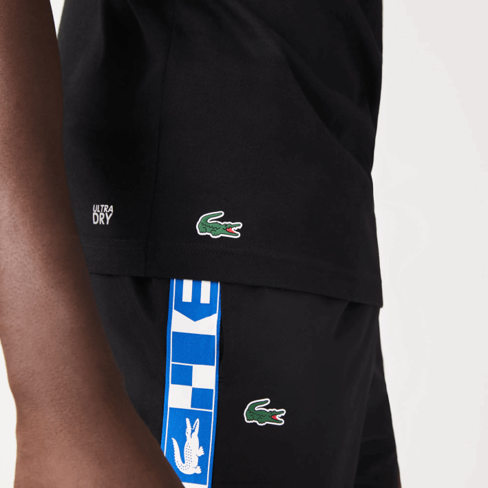 hombres Lacoste 6F24694 negro 031 camiseta deportiva de punto orgánico