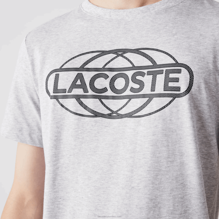 hombres Lacoste 6F24695 lomo gris cca camiseta deportiva de punto orgánico