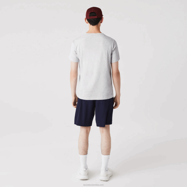 hombres Lacoste 6F24695 lomo gris cca camiseta deportiva de punto orgánico