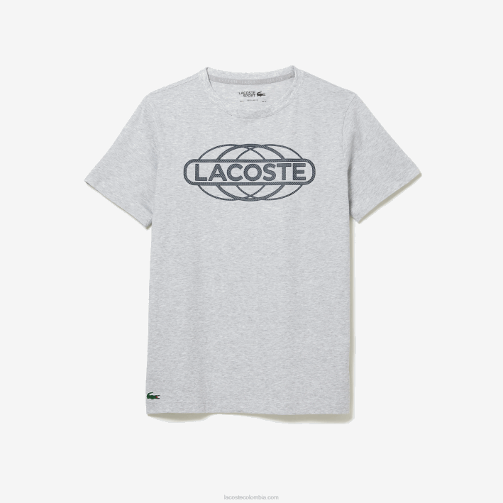 hombres Lacoste 6F24695 lomo gris cca camiseta deportiva de punto orgánico