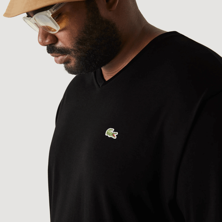 hombres Lacoste 6F24714 negro 031 playera con cuello en V