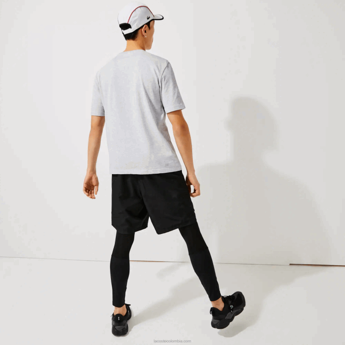 hombres Lacoste 6F24718 lomo gris cca camiseta deportiva transpirable