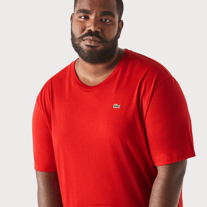 hombres Lacoste 6F24729 rojo 240 camiseta xl regular fit de punto de algodón pima