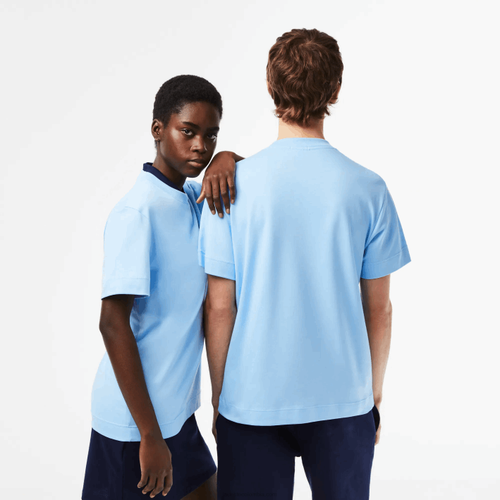 hombres Lacoste 6F24735 hbp azul camiseta de algodón orgánico con cuello redondo