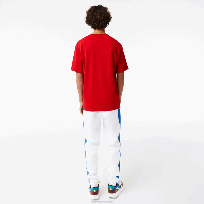 hombres Lacoste 6F24744 rojo 240 camiseta de corte holgado con efecto de cómic