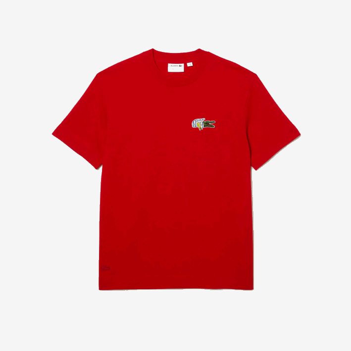 hombres Lacoste 6F24744 rojo 240 camiseta de corte holgado con efecto de cómic