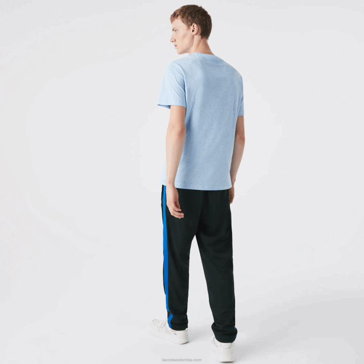 hombres Lacoste 6F24747 turquesa 733 camiseta regular fit de punto de algodón con estampado moteado