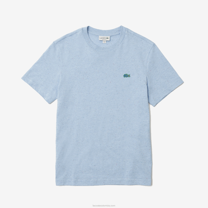 hombres Lacoste 6F24747 turquesa 733 camiseta regular fit de punto de algodón con estampado moteado