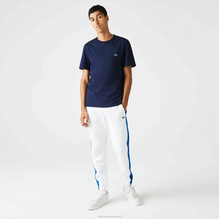 hombres Lacoste 6F24750 azul marino 7cg camiseta regular fit de punto de algodón con estampado moteado