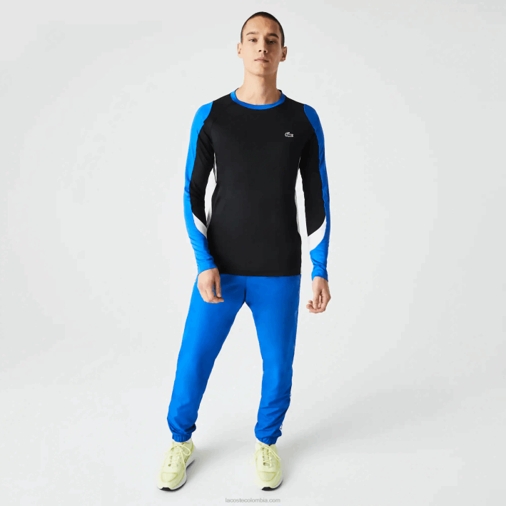 hombres Lacoste 6F24753 negro azul blanco zfz camiseta deportiva de tenis