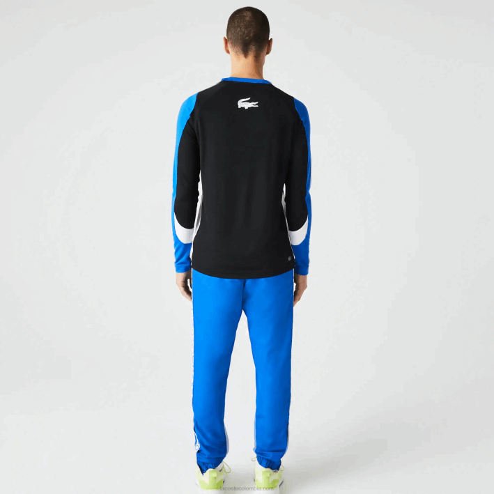 hombres Lacoste 6F24753 negro azul blanco zfz camiseta deportiva de tenis