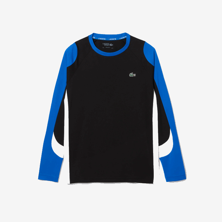 hombres Lacoste 6F24753 negro azul blanco zfz camiseta deportiva de tenis