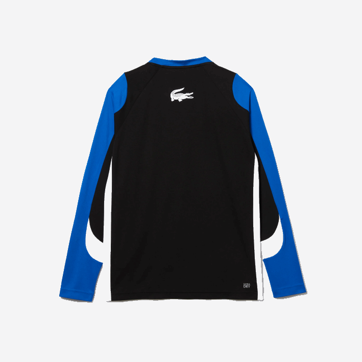 hombres Lacoste 6F24753 negro azul blanco zfz camiseta deportiva de tenis