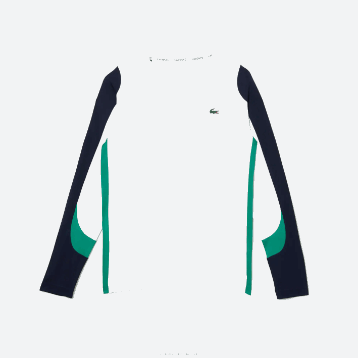 hombres Lacoste 6F24755 blanco verde azul marino yh9 camiseta deportiva de tenis