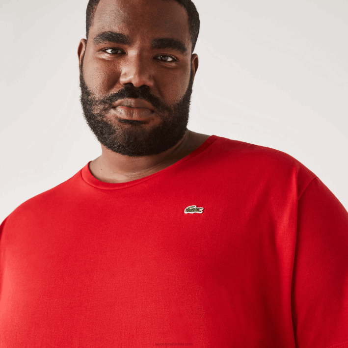 hombres Lacoste 6F24756 rojo 240 camiseta de jersey de algodón con cuello redondo xl