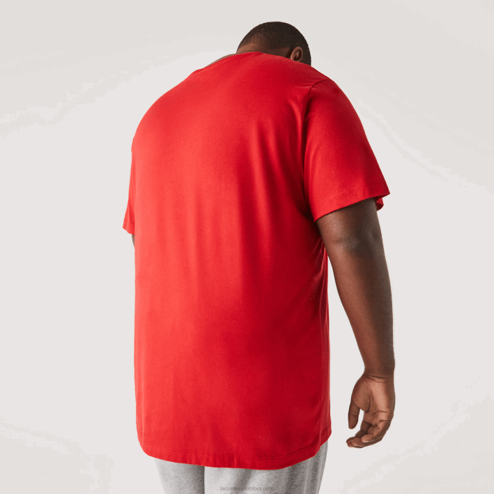 hombres Lacoste 6F24756 rojo 240 camiseta de jersey de algodón con cuello redondo xl