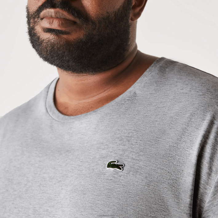 hombres Lacoste 6F24757 lomo gris cca camiseta de jersey de algodón con cuello redondo xl