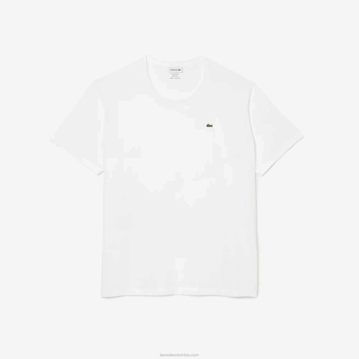 hombres Lacoste 6F24758 blanco 001 camiseta de jersey de algodón con cuello redondo xl