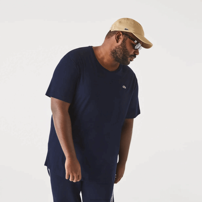 hombres Lacoste 6F24769 azul marino 166 camiseta de jersey de algodón con cuello redondo xl