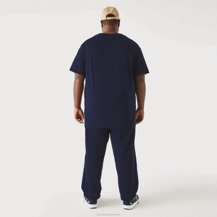 hombres Lacoste 6F24769 azul marino 166 camiseta de jersey de algodón con cuello redondo xl