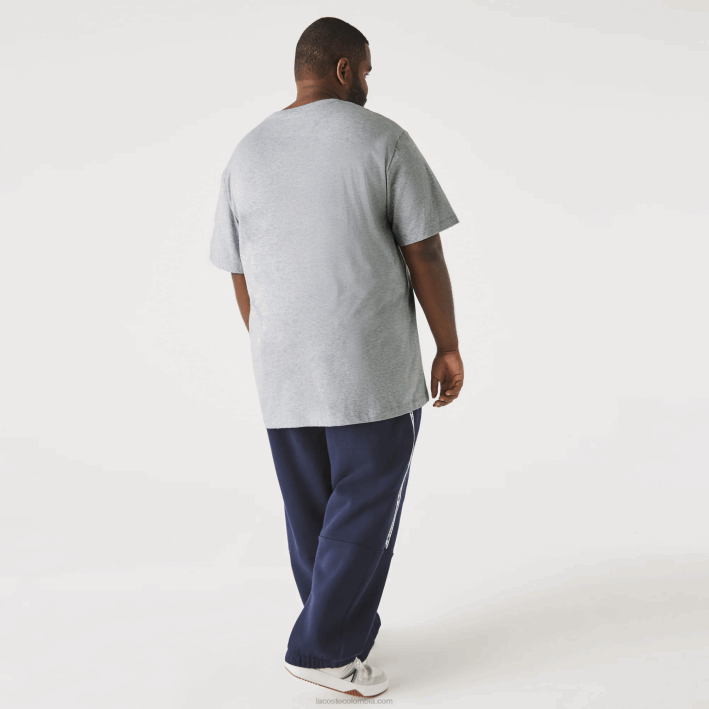 hombres Lacoste 6F24801 lomo gris cca playera con cuello en V