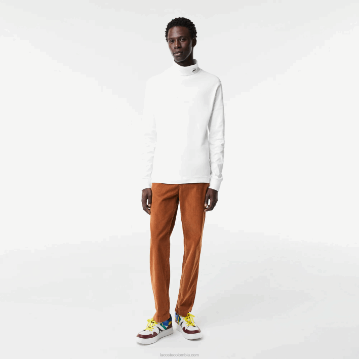 hombres Lacoste 6F24803 blanco 001 camiseta de cuello alto de algodón orgánico