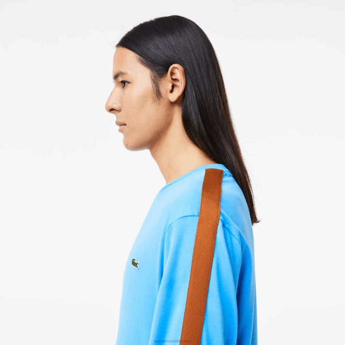 hombres Lacoste 6F24817 azul 4xa playera con banda en contraste