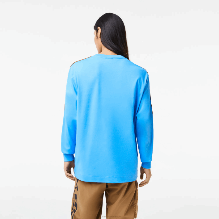 hombres Lacoste 6F24817 azul 4xa playera con banda en contraste