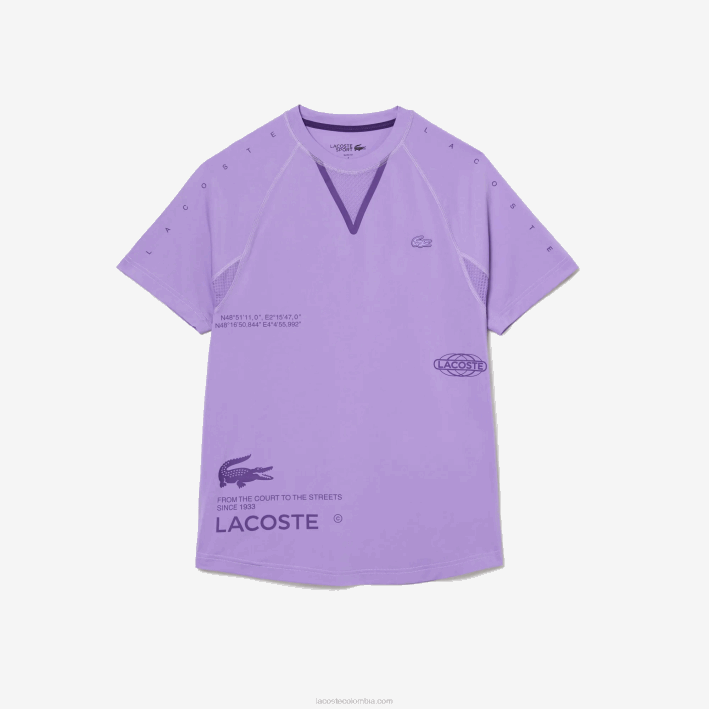 hombres Lacoste 6F24827 púrpura 6md playera deportiva de jersey elástico