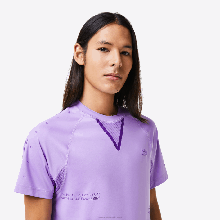 hombres Lacoste 6F24827 púrpura 6md playera deportiva de jersey elástico