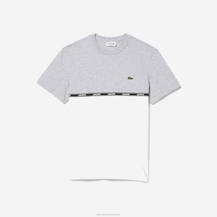 hombres Lacoste 6F24831 gris chino blanco mtg camiseta de marca