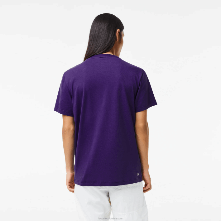 hombres Lacoste 6F24839 púrpura pfn camiseta sport con estampado de cocodrilo