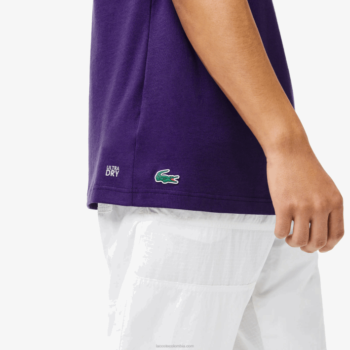 hombres Lacoste 6F24839 púrpura pfn camiseta sport con estampado de cocodrilo