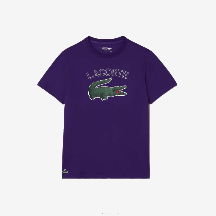 hombres Lacoste 6F24839 púrpura pfn camiseta sport con estampado de cocodrilo