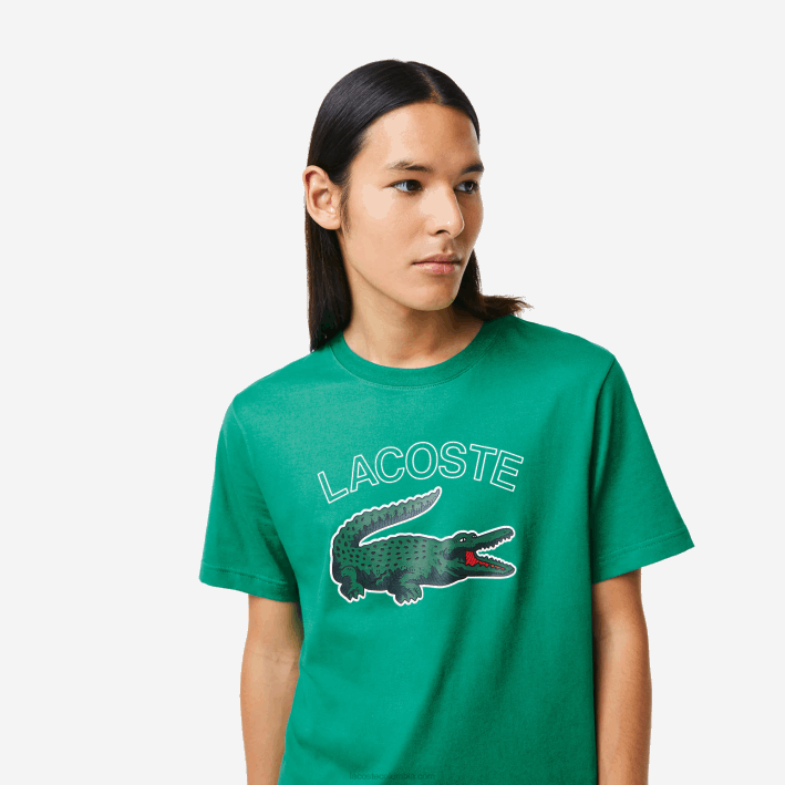 hombres Lacoste 6F24842 verde hd2 camiseta sport con estampado de cocodrilo